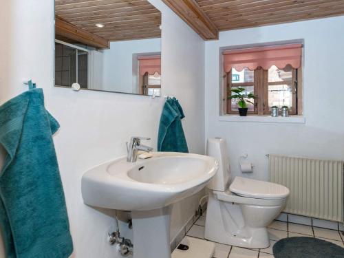 宝可波Apartment Børkop的一间带水槽和卫生间的浴室