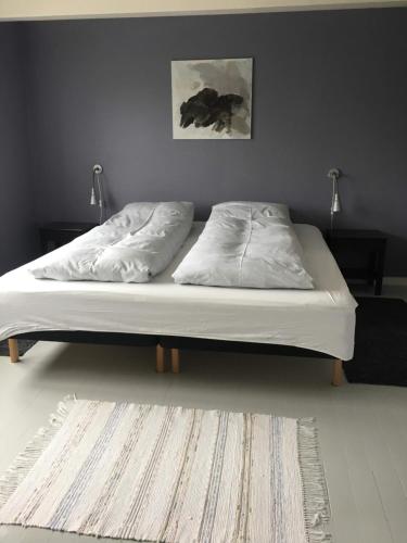 尼克宾摩斯阿格达尔住宿加早餐旅馆的卧室内的一张带两个枕头的床