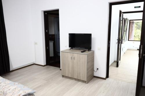 阿雷富Hățașul Bunicului的客厅配有壁橱上的平面电视