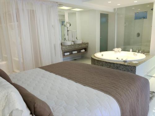 巴拉奈里奥-坎布里乌丽格酒店的一间带床、浴缸和水槽的浴室