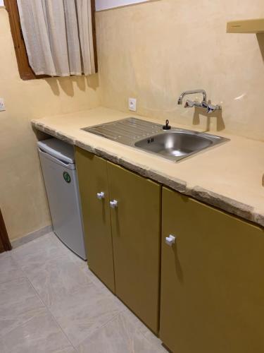 瓦西里科斯吉拉尼酒店的厨房柜台设有水槽和洗碗机。