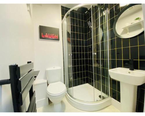 EtruriaTownhouse PLUS @ Lower Beth Street Stoke的一间带卫生间和水槽的浴室