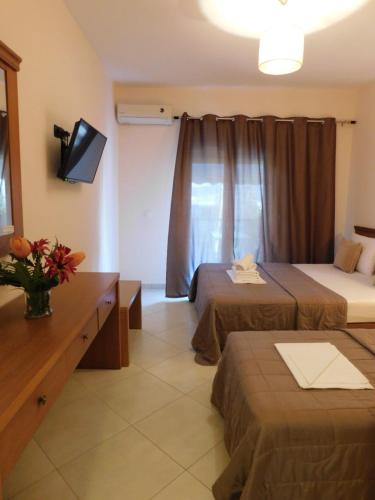 萨尔蒂Anna house 3的酒店客房设有两张床和电视。