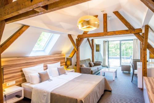 莱茵河畔洛尔希在校舍酒店的一间卧室,卧室内配有一张大床