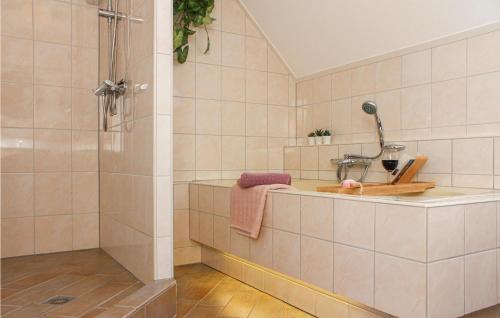 OvezandeNice Home In Ovezande With Wifi的带淋浴和盥洗盆的浴室