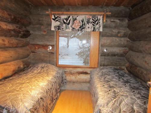 鲁卡鲁卡凯库别墅度假屋的小木屋内一间卧室,配有两张床