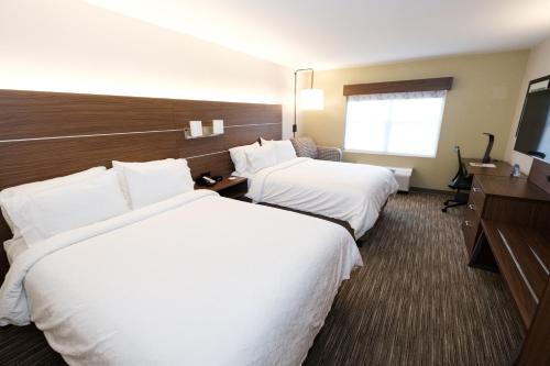 亚特兰大亚特兰大快捷假日酒店 - 东北I-85号 - 克莱尔蒙特路店的酒店客房设有两张床和一台平面电视。