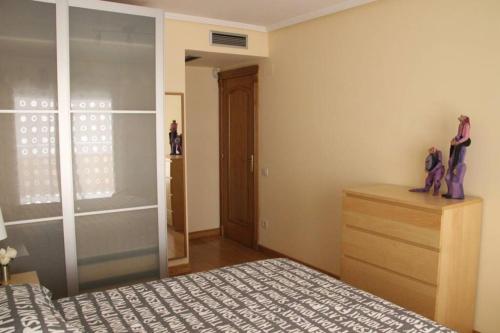 萨拉戈萨Amplio apartamento Plaza de Toros的一间卧室配有一张床、一个梳妆台和一扇窗户。
