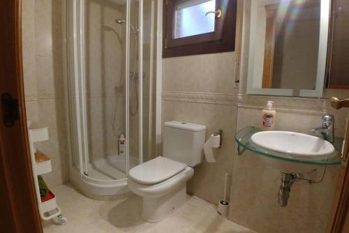 萨拉戈萨Amplio apartamento Plaza de Toros的浴室配有卫生间、盥洗盆和淋浴。