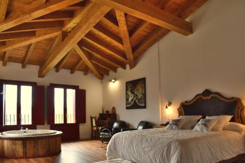 奥伦塞Gandarela Turismo Rural的一间卧室配有一张床和一个浴缸