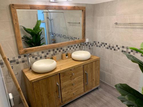 Ravine des CabrisVilla Miss Satô的浴室设有2个水槽和镜子