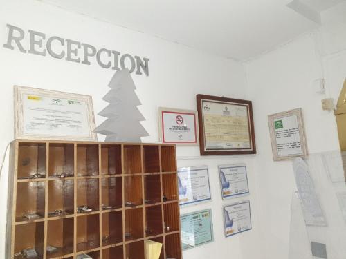 Peal de BecerroHotel Al-Ándalus Peal, en Cazorla Comarca的墙上有一棵圣诞树的房间