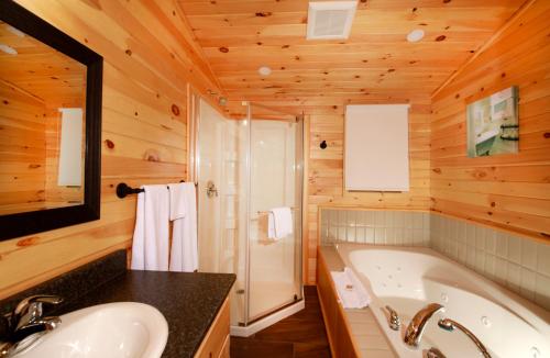 卡文迪西卡文迪什梅普尔斯别墅酒店的带浴缸和盥洗盆的浴室