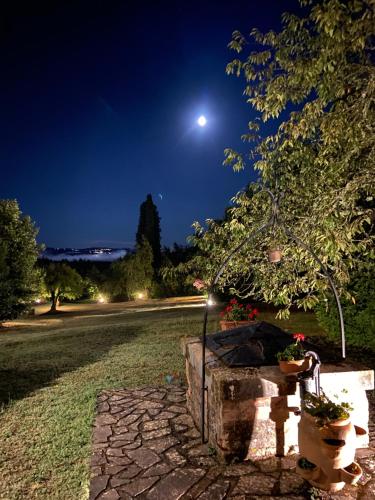 PalazzoneAgriturismo Spazzavento的夜晚在花园上满月