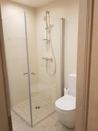 塔林Heli apartment的带淋浴和卫生间的浴室