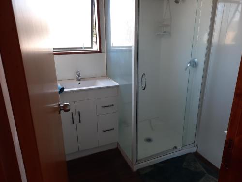 陶朗加City Bungalow的一间带水槽和淋浴的浴室