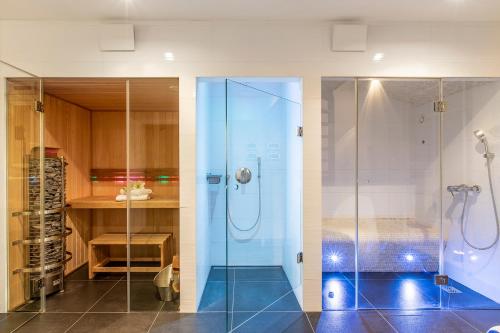 列日Maison Noppius的带淋浴的浴室和玻璃门