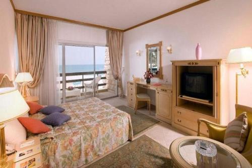 阿里什Retac El Arish的酒店客房设有一间带一张床和电视的卧室