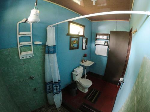 图里亚尔瓦Cabañas Colibrí Tayutic的一间带卫生间和梯子的小浴室