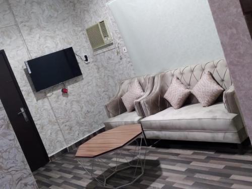 阿尔卡吉Iwaa Alkharj Apartments的带沙发和平面电视的客厅