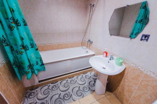 赤塔Dekabrist Apartment at anokhina 93的浴室配有盥洗盆和浴缸。