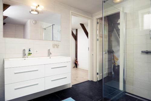 博文卡尔斯佩尔Markermeerlogies的浴室配有白色水槽和淋浴。