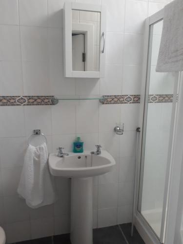 纳斯Ideal one bedroom appartment in Naas Oo Kildare的白色的浴室设有水槽和淋浴。