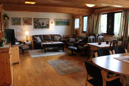 罗恩Bergfosshytta 1 sør的客厅配有沙发和桌子