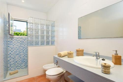 桑特柳伊斯Villa Rose的一间带水槽和卫生间的浴室