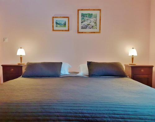 波雷塔泰尔梅Cà Gennara Agri B&B的一间卧室配有一张带两盏灯的床。