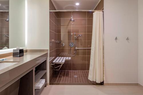 墨西哥城墨西哥城圣达菲凯悦嘉寓酒店的带淋浴和浴帘的浴室