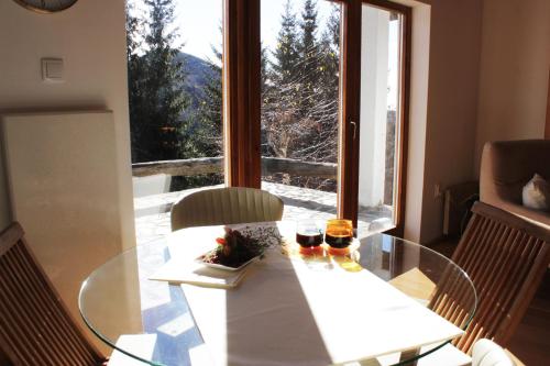科帕奥尼克4Badgers / 4Jazavca - Mountain House的窗前的玻璃桌,上面有两杯