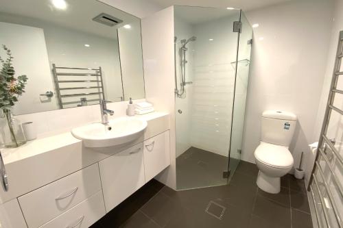 斯瑞德伯Steamboat Unit 1的浴室配有卫生间、盥洗盆和淋浴。