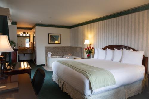 布拉格堡翡翠海豚酒店及迷你高尔夫的酒店客房配有一张床和浴缸。