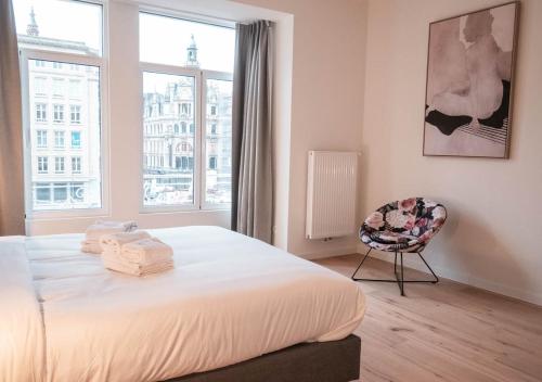 Smartflats - Antwerp View客房内的一张或多张床位