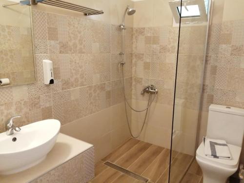 帕尔加费罗克桑尼亚海景酒店的带淋浴、盥洗盆和卫生间的浴室
