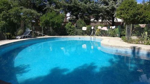 索托德尔雷亚尔La Casita de Chozas的庭院里的一个蓝色的大游泳池