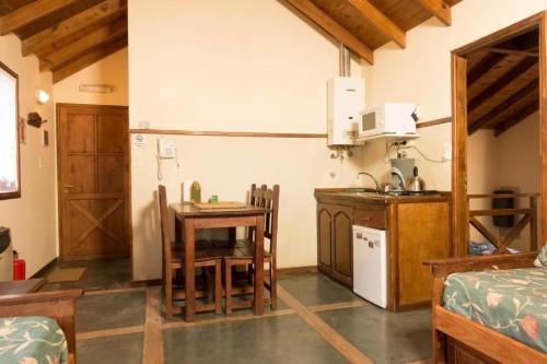 乌斯怀亚Aves del Sur的客房设有厨房和带水槽的桌子。