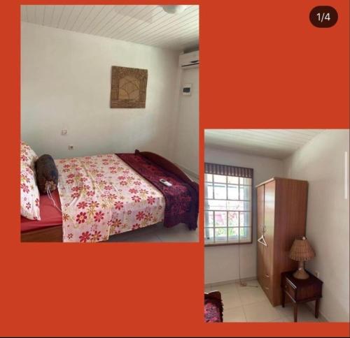 TamanredjoTAMAN INDAH RESORT的一间卧室配有一张床,另一间卧室配有窗户