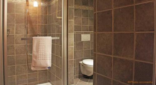 拉克吕萨勒巴纳住宿加早餐旅馆的一间带卫生间和瓷砖淋浴的浴室