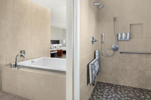 克莱蒙特Hotel Casa 425 + Lounge, A Four Sisters Inn的一间带浴缸和淋浴的浴室