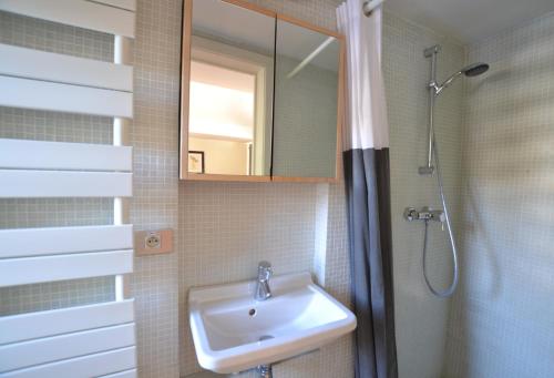 布鲁塞尔Maison Montana的一间带水槽和镜子的浴室
