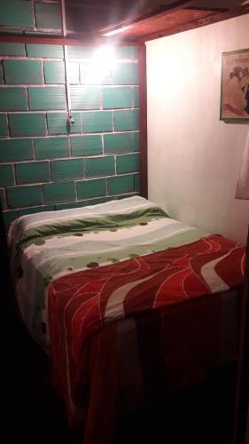 萨尔塔Viajeros的小房间,设有床和砖墙