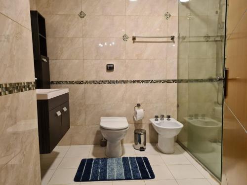 恩卡纳西翁Costanera Encarnación - Apartamento Entero的浴室配有卫生间、盥洗盆和淋浴。