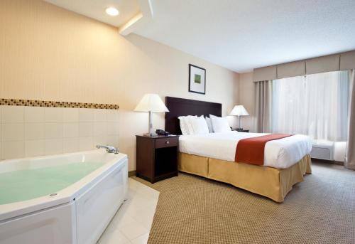 Tipp City蒂普城快捷假日酒店的酒店客房配有一张床和浴缸。