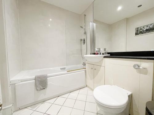 都柏林Boden Heath的浴室配有卫生间、浴缸和水槽。