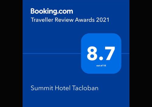 独鲁万Summit Hotel Tacloban的一部手机,上面有太阳酒店已经写了短信