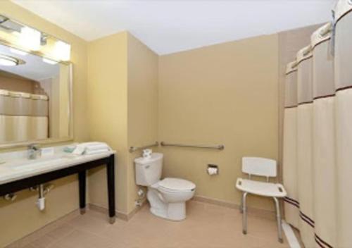 纳什维尔纳什维尔机场品质酒店的一间带卫生间、水槽和镜子的浴室