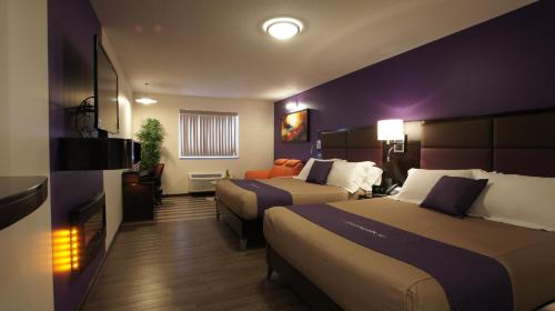 戈德里奇廸日美斯酒店的一间酒店客房,设有两张床和电视