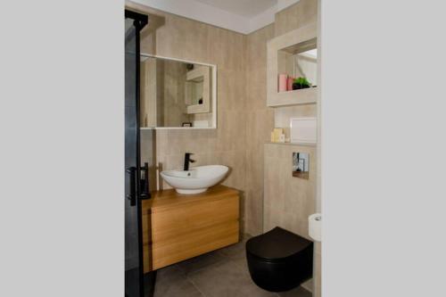 旧扎戈拉Super luxurious & spacious designer apartment.的一间带水槽和卫生间的浴室